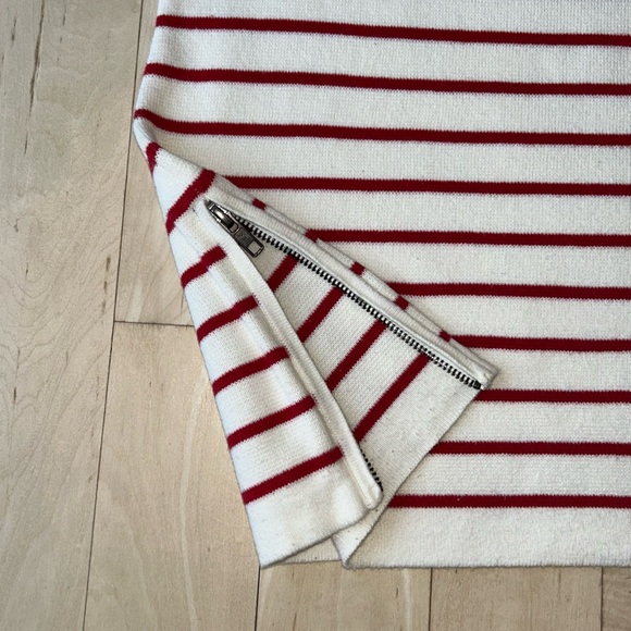 J. Crew Women’s Striped 100% Cotton Side Zip Boatneck Sweater Red White Medium - Picture 11 of 16